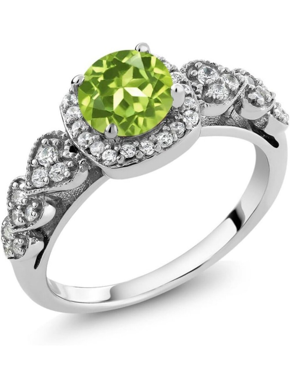 Elegant 6MM Round Birthstone Engagement Ring in Sterling Silver | Sizes 5-9
